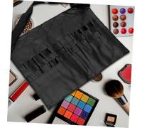 Ipetboom Professional Makeup Brush Belt Bag for Women PU Leather Waist Apron with Multiple Pockets Practical Cosmetic Organizer for Dresser Makeup Artist Film and Photography Use Black