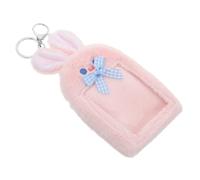 Ipetboom Protective Badge Holder K-pop Cards Sleeve Business Card Holder Plush Id Sleeve Keychain Cute Rabbit Pink