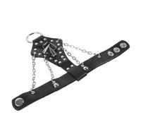 Ipetboom Punk Finger Bracelet and Leather Chain Hand Bracelet Men’s Gothic Hand Jewelry for Halloween Party Costume Accessory