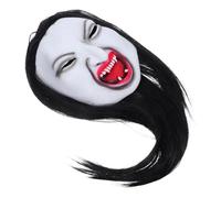 Ipetboom Realistic Horror Mask with Hair Lightweight Breathable Halloween Cosplay Prop for Haunted Attractions Costume Parties Theatrical Performances Unisex Scary Woman Headgear