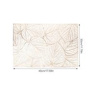 Ipetboom Rectangular Hollow out Placemat with Gold Elm Leaf Pattern, Non-skid Heat-resistant Dining Table Mat 45x30cm for Kitchen and Home Decor