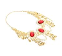 Ipetboom Red Gem Tiara Belly Dancing Headpiece Gems Creative Headdress for Stage Performance and Bachelorette Party Belly Dance Jewelry
