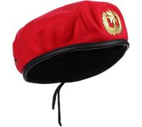 Ipetboom Red Woolen Beret Hat with Gold Eight-pointed Star Classic Sailor Cap for Stage Show Square Dancing Party Hats for Women and Adults