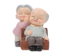 Ipetboom Resin Elderly Couple Statue Cake Topper Anniversary Wedding Decoration Figurine Grandparents Lightweight Ornament for Valentines Day Celebration