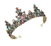 Ipetboom Retro Baroque Crown Headdress Diamond Tiara Bridal Hair Decor for Special Occasions Random Color
