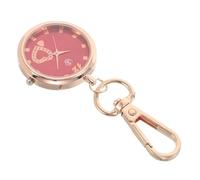 Ipetboom Retro Quartz Pocket Watch Keychain Stylish Silent Fob Watch for Students Lightweight and Portable Design for Academic Life Creative Red Pendant