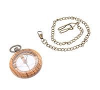 Ipetboom Retro Quartz Wooden Pocket Watch for Men Lightweight Marble Dial with High Precision Movement Stylish Vintage Mechanical Timepiece Accessory for Daily Wear