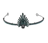 Ipetboom Retro Witch Goth Skull Headband Halloween Girl Decorative Crown Black and Green Hair Accessory for Party Costume Tiara Headdress Jewelry for Women