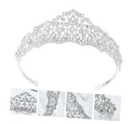 Ipetboom Rhinestone Bridal Tiara Headband Silver Alloy Crystal Crown Wedding Headpiece Bride Hair Accessory for Bridal Ceremony