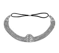 Ipetboom Rhinestone Headband Layered Elastic Hair Chain Jewelry for Women Wedding Bridal Hair Accessory