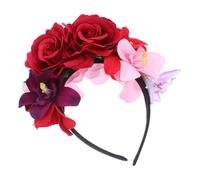 Ipetboom Rose Flower Crown Headband for Halloween Party Artificial Floral Headpiece with Deep Red and Orchid Roses Lightweight and Comfortable Costume Accessory for Women Versatile for