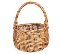 Ipetboom Rustic Wicker Flower Basket with Sturdy Handle for Wedding Decor Versatile Handheld Storage Basket for Flower Petal Scattering and Favor Presentation Elegant Woven Design for