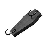 Ipetboom Rustic Wooden Coffin Shaped Wall Hook Rack for Keys and Hats Spooky Gothic Home Decor Organizer with Multiple Hooks Easy to Install Coat and Bag Hanger for Hallway and Bathroom