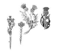 Ipetboom Scottish Thistle Brooches for Formal Attire and Shawls Decoration with Enduring Elegance and Wear Resistance 4pcs Alloy Vintage Floral Lapel Pins for Women
