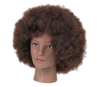 Ipetboom Short Curly Afro Wig for Black Women Natural Heat-resistant Lightweight Breathable Cap Comfortable Fit Party Cosplay Daily Use Deep Brown