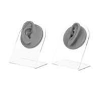 Ipetboom Silicone Ear Model for Piercing Practice with Stand Flexible Left and Right Fake Ears in Grey Realistic Anatomical Structure for Jewelry Display and Acupuncture Teaching Tool