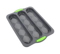 Ipetboom Silicone Non Stick Bread Baking Tray with Slots Heat Resistant Loaf Mold for Home Kitchen Deep Grey Flexible Baking Pan for Fresh Loaves and French Breads