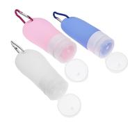 Ipetboom Silicone Travel Bottles 7pcs Set Squeeze Dispensers Water-resistant Portable Empty Cosmetic Bottles for Shampoo Lotion Pvc Carry Bag and Keychains