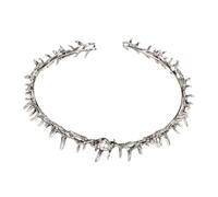 Ipetboom Silver Thorn Crown Headband for Women Gothic Medieval Cosplay Tiara Hairpiece Handcrafted for Halloween Birthday Prom Easter Party Accessories