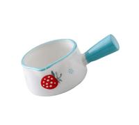 Ipetboom Sky-Blue Strawberry Pattern Mini Milk Pot Sauce Plate with Handle Heat-Resistant Dipping Sauce Bowls for Home and Restaurant Easy-Clean Small Seasoning Dish for Condiments and