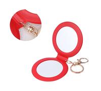Ipetboom Small Mirror for Purse Folding Mirror Double Sides Pu Leather Frame Red Classical Fashion Design Portable for On-the-go Touch-ups in Bathrooms Gift for Women