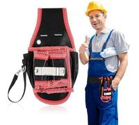 Ipetboom Small Utility Tool Pouch Multi-Functional Compact Tool Belt Organizer for Electricians Carpenters Maintenance and Decoration with Bright Red Trim