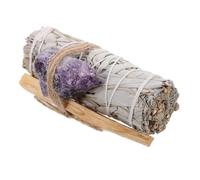 Ipetboom Smudging Sage Bundle with Amethyst and Holy Wooden Stick Natural Purifying Aromatherapy Fragrance Sticks for Spiritual Cleansing and Indoor Air Purification Sage Incense Gift
