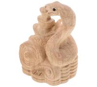 Ipetboom Snake Figurines Wooden Sculpture Chinese Zodiac Decor Cute Feng Shui Ornaments Hand Carved Home Decoration Symbol of Wisdom Fortune