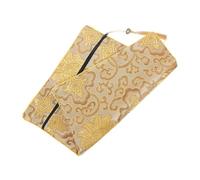 Ipetboom Soft Zippered Bible Case with Embroidered Sundries Pouch Multifunctional Wrapping Pouch for Religious Texts Stylish Buddhist Storage Bag with Easy-Access Closure Large Light Yellow