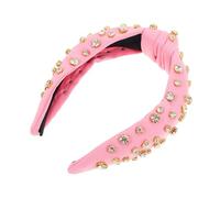 Ipetboom Sparkly Knotted Headband for Women and Wide Rhinestone Jeweled Cloth Hairband in Pink Handmade Embellished Knot Design for Dance Party and Daily Wear Comfortable Luxury Accessory