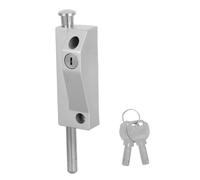 Ipetboom Spring Loaded Metal Latch Bolt with 2 Keys for Automatic Rotating Doors, Surface Door Spring Latch Lock 7.4x1.6x1.6 Inches Silver, Security Foot Bolt for Home and Commercial Use