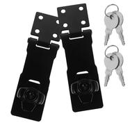 Ipetboom Stainless Steel Lockable Hasp Latch Lock 2Pcs with Pure Copper Core, 4-Inch Flat Right Angle Cabinet and Drawer Locks for Small Doors, Furniture, and Wooden Boxes, Matte Black