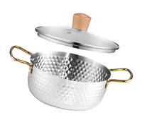 Ipetboom Stainless Steel Ramen Pot with Lid Small Instant Noodle Cooker for Household Use Lightweight Portable Seafood and Soup Pot Easy Clean Thermal Conductivity for Camping and Kitchen