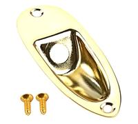 Ipetboom Sturdy Gold Guitar Jack Plate Replacement for Electric Guitar Compatible with Fender Practical Output Socket with Mounting Screws Easy to Install Accessory