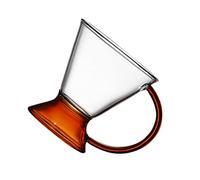 Ipetboom Stylish Amber Handle Glass Tea Cup High Grade Material Coffee Mug Elegant Dessert Cup for Home Use and Gift