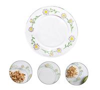 Ipetboom Tempered Glass Daisy Pattern Plate Transparent Steak Pan Dish for Home Vintage Fruit Salad Tableware Microwave Oven Safe Easy Clean