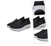Ipetboom Thick Bottom Sneakers Mesh Sneakers Lightweight Woven Textile Fabric Pu Material Absorbing Power Fashion Design Style Trend Casual Shoes for Occasion Black