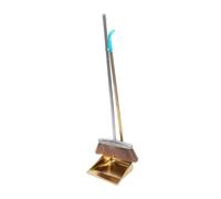 Ipetboom Thickened Stainless Steel Gold Dustpan and Broom Set Ergonomic Handle Standing Cleaning Kit for Home and Office Household Sweeping Tool for Efficient Dirt Pickup