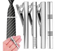 Ipetboom Tie Clips for Men 4Pcs Copper Sturdy Necktie Bars with Strong Spring for Business Wedding Formal Events, Husband Father Boyfriend