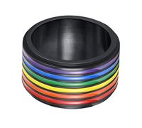 Ipetboom Titanium Steel Colorful Ring for Men Unique Pride Finger Ring Multicolor Patterns As Hand Decor for Daily Wear