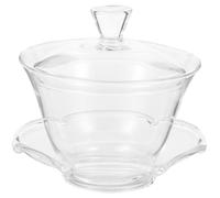 Ipetboom Transparent Chinese Tea Cup with Lotus Lid Glass Teaware for Gongfu Tea Elegant Vintage Style for Home and Office Compact and Portable Design