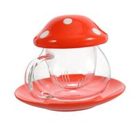 Ipetboom Transparent Mushroom Shaped Tea Strainer Cup with Detachable Filter Liner Glass Tea Infuser Mug for Home and Office and Everyday Use