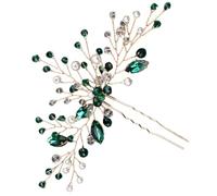 Ipetboom U Shape Rhinestone Hairpin Women Bridal Wedding Hairpin Sage Green Hair Accessories for Bride