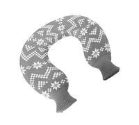 Ipetboom U Shaped Hot Water Pouch Neck Warmer Thickened Rubber Double-Headed Design 1L Grey Snowflake with Cover for Neck Back Shoulder Pain Relief Winter Warmth Cold Compress Safe for Adults Children
