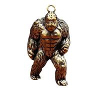 Ipetboom Unique Brass Gorilla Figurine Keychain Miniature Animal Statue for Desktop Keyring Vintage Decorative Gorilla Sculpture for Collectors Home Decor