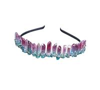 Ipetboom Unique Crown Hair Band Women's Crystal Headpiece Pink Green Hair Accessory Bridal Headwear Elegant Head Jewellery