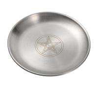 Ipetboom Unique Silver Pentacle Plate Decorative Shaman Ritual Tray for Ceremonial Use Polished Altar Supply for Holding Incense Flowers and Sacred Objects Resistant and Easy to Clean