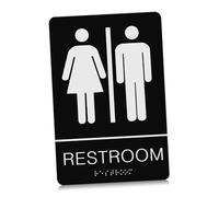 Ipetboom Unisex Bathroom Sign with Braille Acrylic Self-adhesive Gender Neutral Restroom Door Label Clear Visibility Tactile Toilet Marker for Accessible Facilities