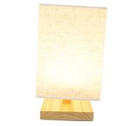Ipetboom USB Powered Cloth Shade Table Lamp with Solid Wood Base Modern Decorative Nightstand Lighting for Bedroom Warm Ambient Desk Lamp for Home and Office