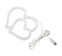 Ipetboom USB Powered Heart Neon Light LED Lamp, Dual Pink and Warm Hearts Neon Sign for Valentine’s Day, Wedding, Bedroom and Table Decoration